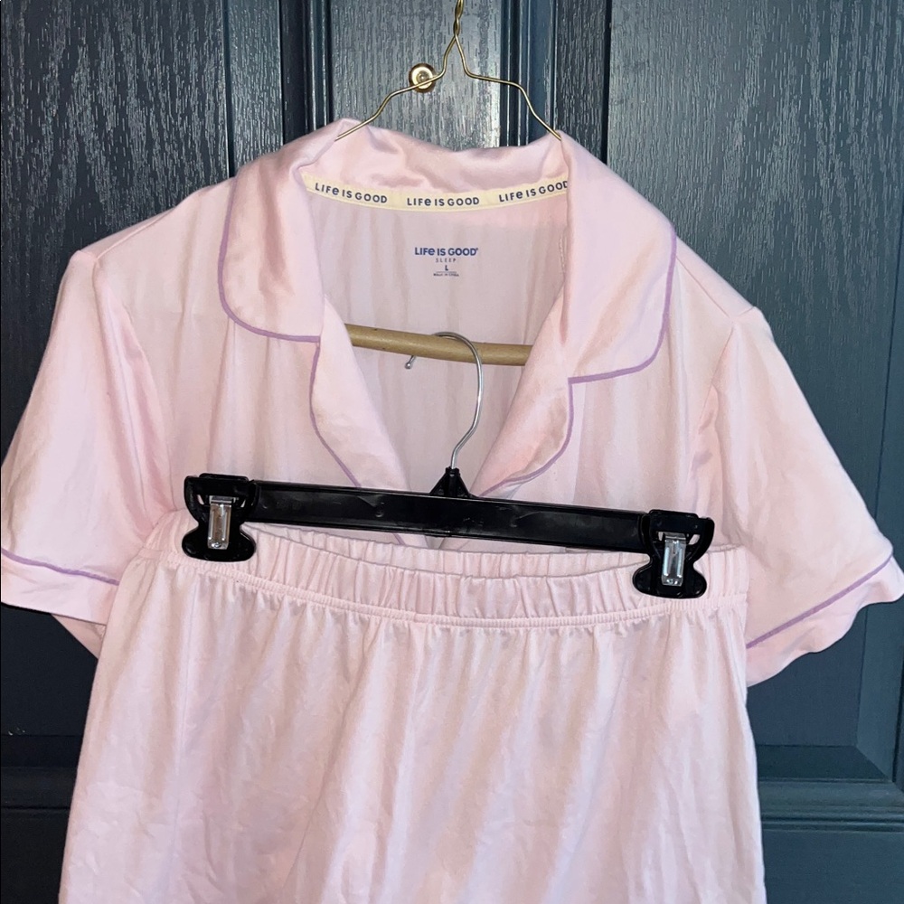 Life Is Good Women's Light Pink Pajama Two Piece Set with Shorts